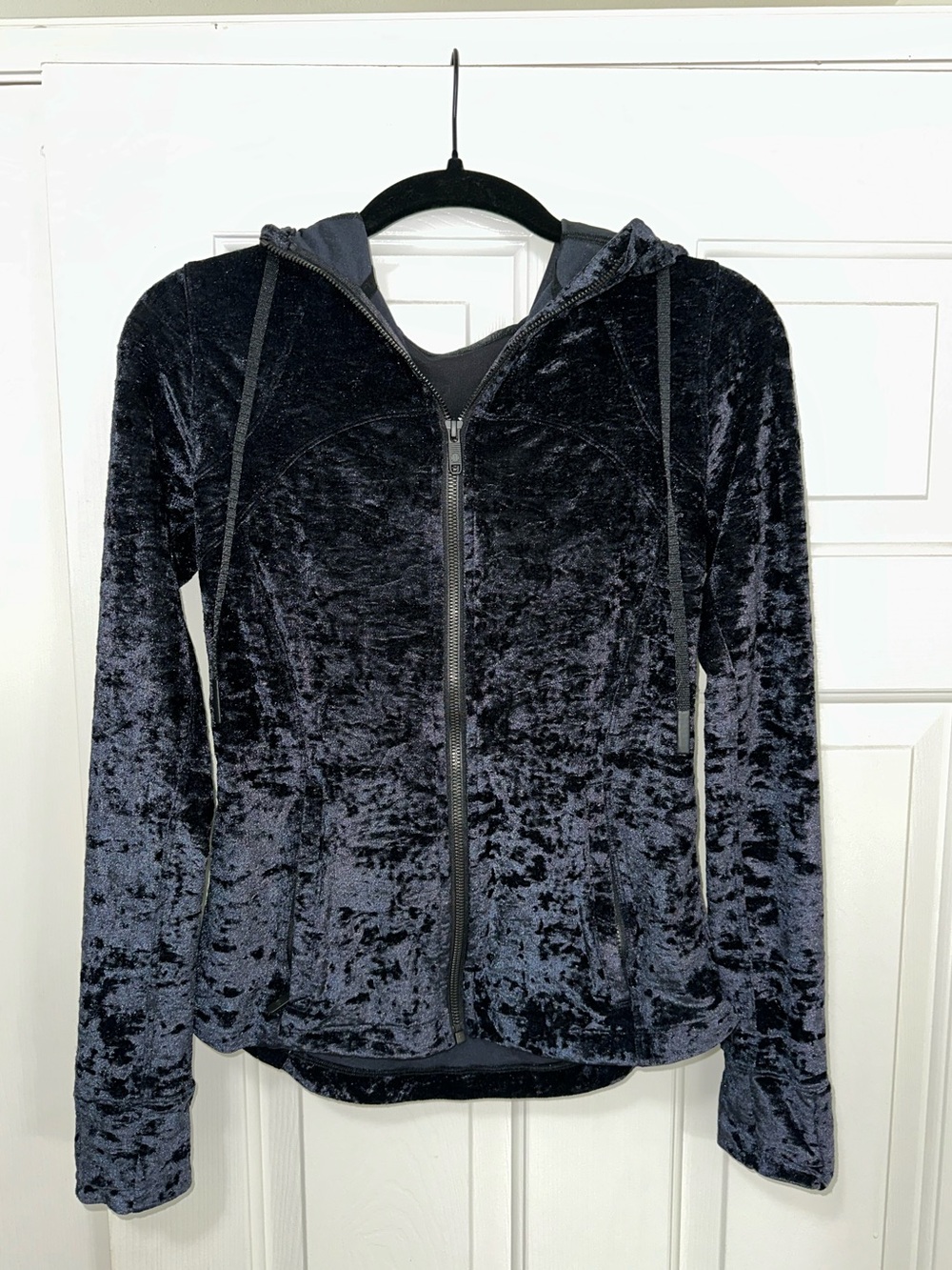 lululemon athletica Crushed Velvet Zip-Up Hoodie in Black